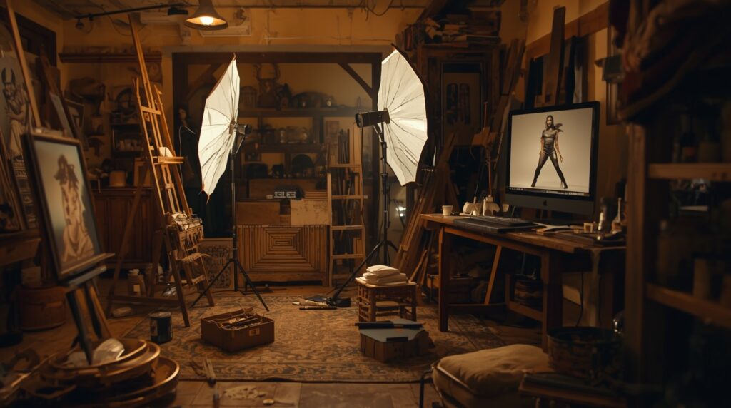 Studio and computer screen